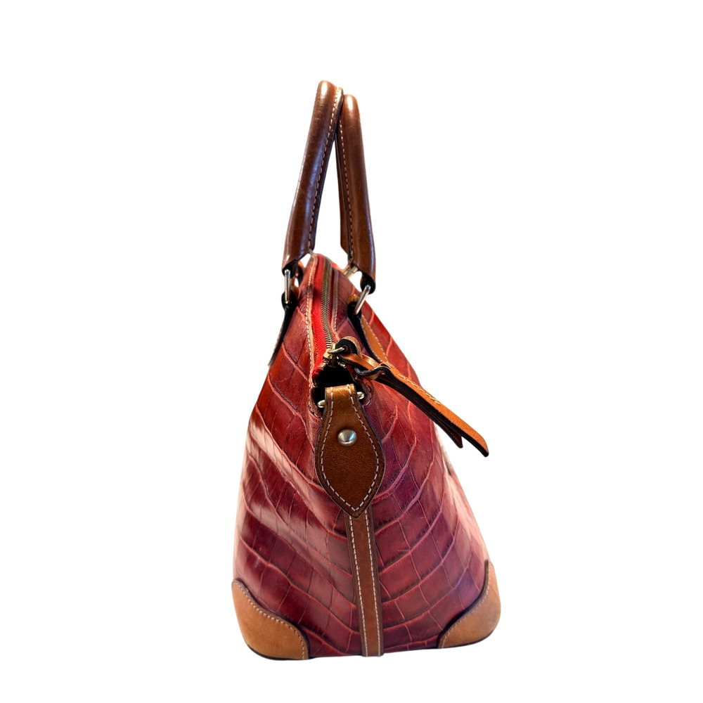 Dooney & Burke Exotic Croco Satchel Red Embossed Leather Handle Bag Purse $248 - Picture 5 of 9